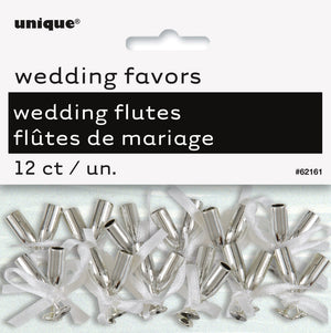 Silver Mini Fluted Champagne Glasses - Pack of 12