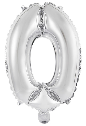 Silver Number 0 Foil Balloon 35cm - Air Fill Only
