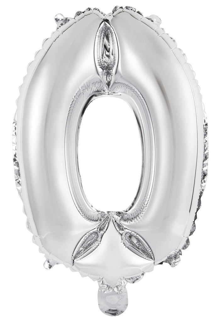 Silver Number 0 Foil Balloon 35cm - Air Fill Only