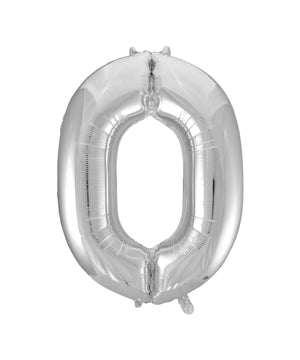 Silver Number 0 Supershape 86cm Foil Balloon UNINFLATED