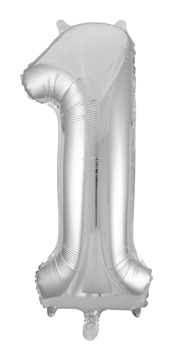 Silver Number 1 Supershape 86cm Foil Balloon UNINFLATED