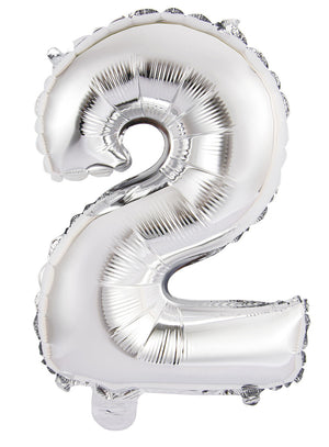 Silver Number 2 Foil Balloon 35cm - Air Fill Only