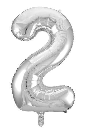 Silver Number 2 Supershape 86cm Foil Balloon UNINFLATED