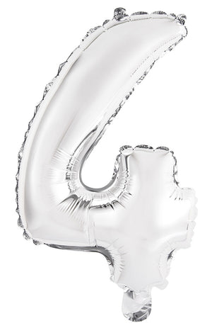 Silver Number 4 Foil Balloon 35cm - Air Fill Only