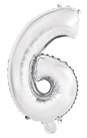 Silver Number 6 Foil Balloon 35cm - Air Fill Only
