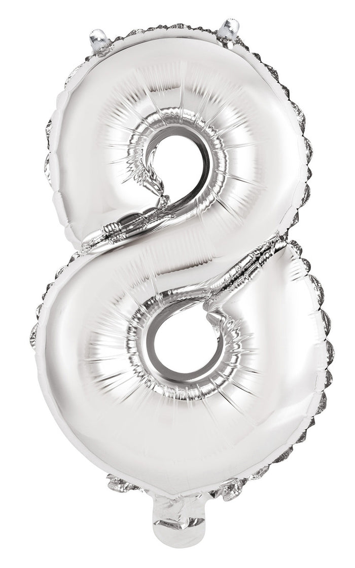 Silver Number 8 Foil Balloon 35cm - Air Fill Only