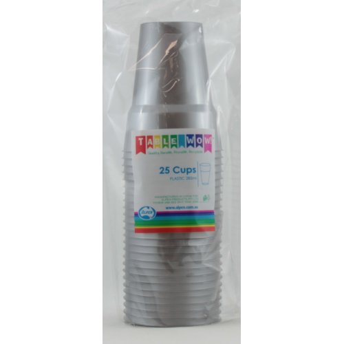 Silver Plastic Cups - Pack of 20