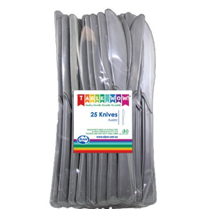 Silver Plastic Knives - Pack of 25