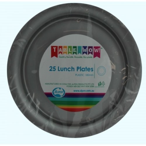 Silver Plastic Lunch Plates - Pack of 25