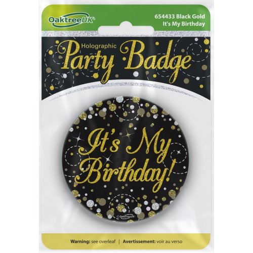 Sparkling Fizz Black Birthday Badge