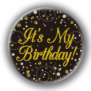 Sparkling Fizz Black Birthday Badge