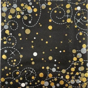 Sparkling Fizz Black Gold Napkin - Pack of 16