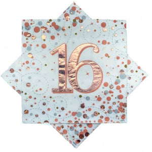 Sparkling Fizz Rose Gold "16" Napkin - Pack of 16