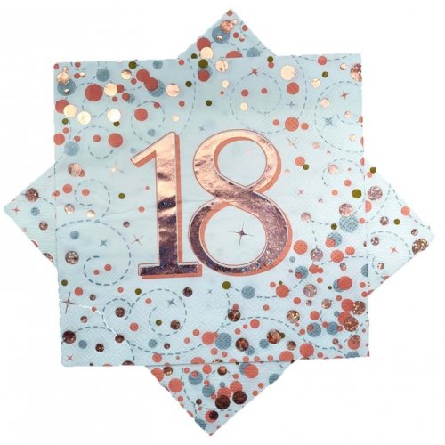 Sparkling Fizz Rose Gold "18" Napkin - Pack of 16