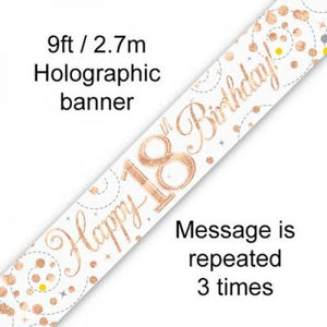 Sparkling Fizz Rose Gold 18th Birthday Foil Banner