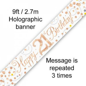 Sparkling Fizz Rose Gold 21st Birthday Foil Banner