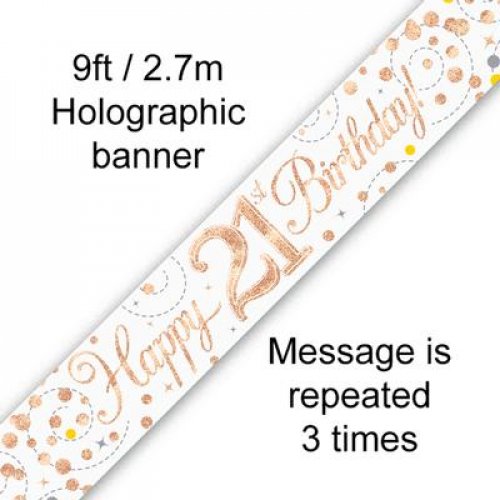Sparkling Fizz Rose Gold 21st Birthday Foil Banner