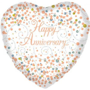 45cm Sparkling Fizz Rose Gold Anniversary Heart Foil Balloon UNINFLATED