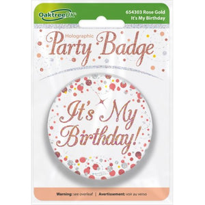 Sparkling Fizz Rose Gold Birthday Badge