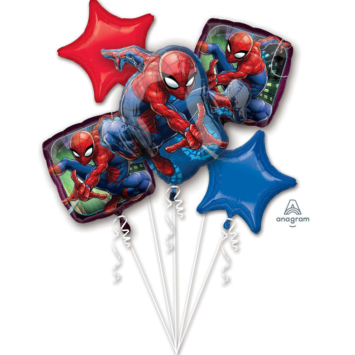 Spiderman Foil Balloon Bouquet UNINFLATED - Pack of 5
