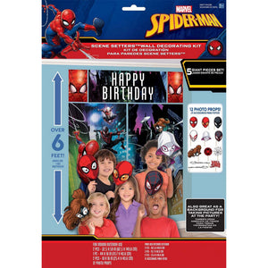 Spiderman Happy Birthday Scene Setter with Photo Props