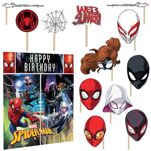 Spiderman Happy Birthday Scene Setter with Photo Props