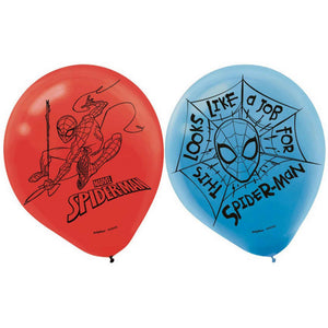 Spiderman Latex Balloon UNINFLATED - Pack of 6