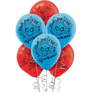 Spiderman Latex Balloon UNINFLATED - Pack of 6