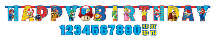 Super Mario Brothers Jumbo Letter Happy Birthday Banner