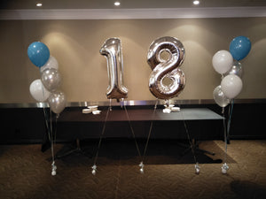 Supershape Number Foils with 2 Bunch of 5 Helium Balloons Bouquet