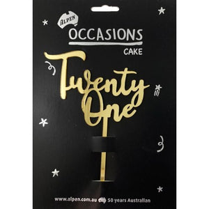 Twenty One Gold Acrylic Cake Topper