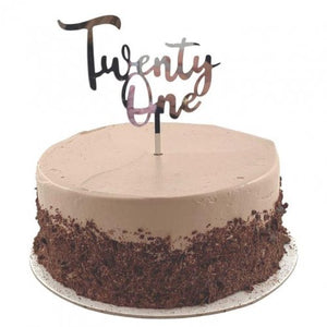 Twenty One Silver Acrylic Cake Topper