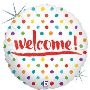 18 Inch Welcome Dots Foil Balloon UNINFLATED