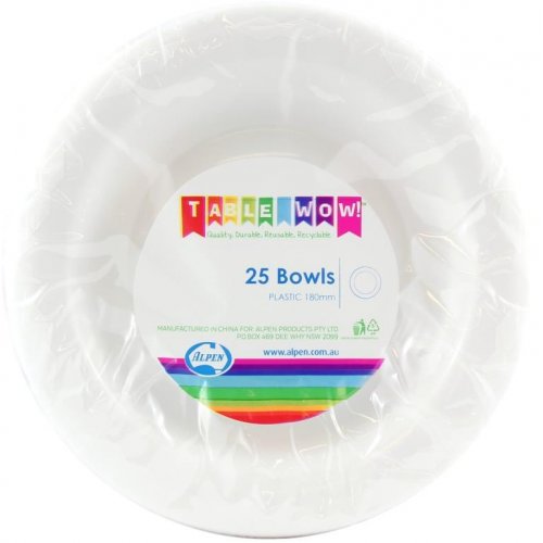 White Plastic Bowls - Pack of 25