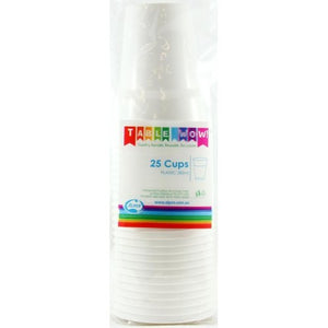 White Plastic Cups - Pack of 20