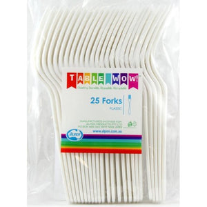 White Plastic Forks - Pack of 25