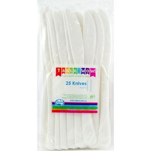 White Plastic Knives - Pack of 25