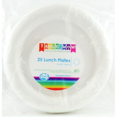 White Plastic Lunch Plates - Pack of 25
