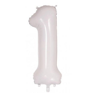 White Number 1 Supershape 86cm Foil Balloon UNINFLATED