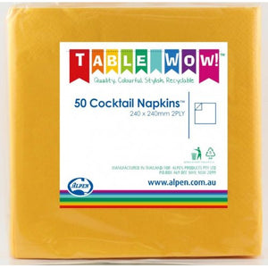 Yellow Cocktail Napkins - Pack of 50