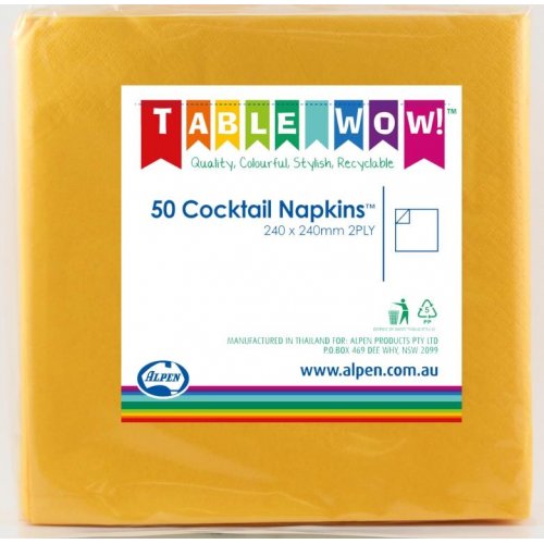 Yellow Cocktail Napkins - Pack of 50