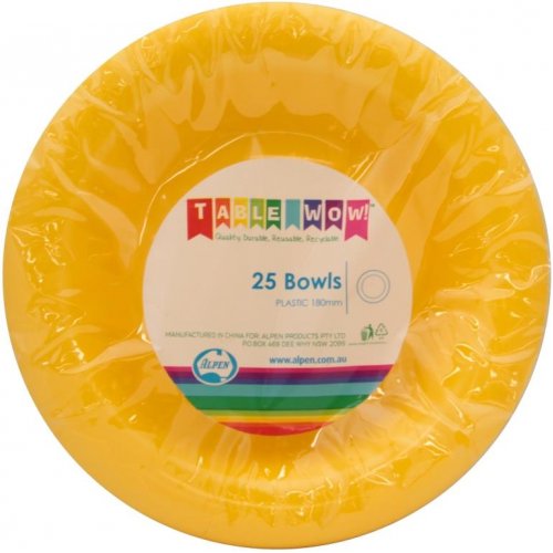 Yellow Plastic Bowls - Pack of 25