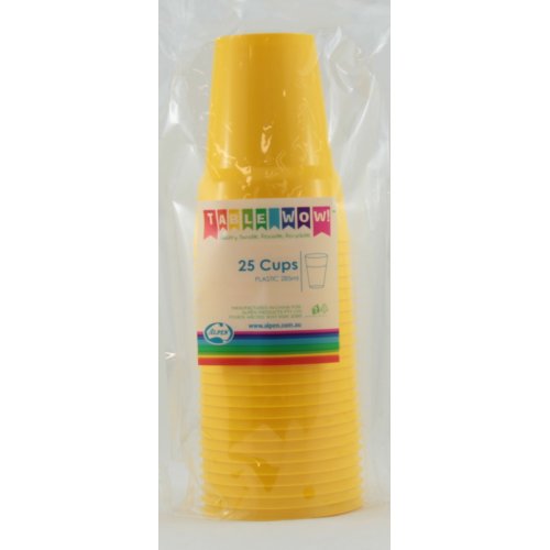 Yellow Plastic Cups - Pack of 25