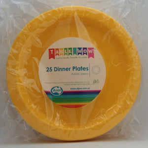 Yellow Plastic Dinner Plates - Pack of 25