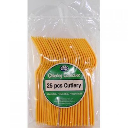 Yellow Plastic Forks - Pack of 25