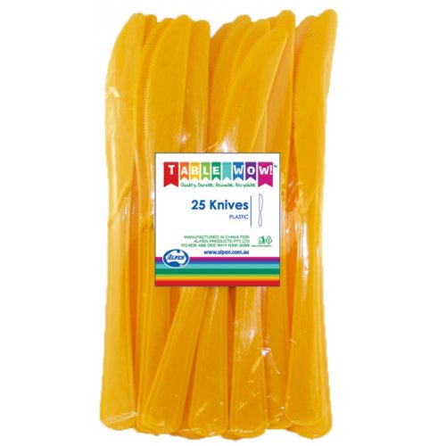 Yellow Plastic Knives - Pack of 25