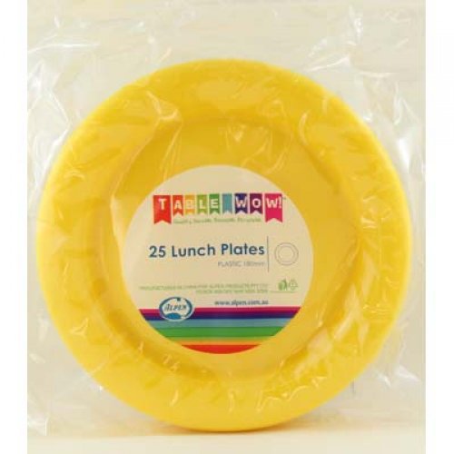 Yellow Plastic Lunch Plates - Pack of 25