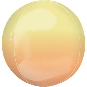 Yellow and Orange Ombre Foil Orbz Balloon UNINFLATED