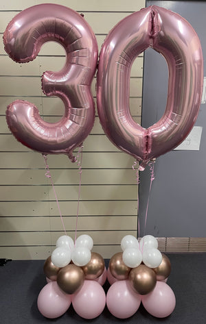 Helium Inflated Birthday Number Foil with Balloon Bouquet each