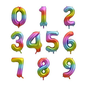Rainbow Helium Inflated Number Foil Balloon each
